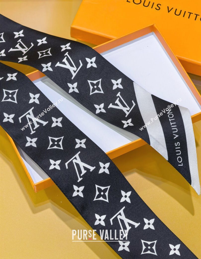 Louis Vuitton Monogram Silhouette BB Bandeau Silk Scarf 5x120cm Black 2026 M97169 (XMN-260106075)