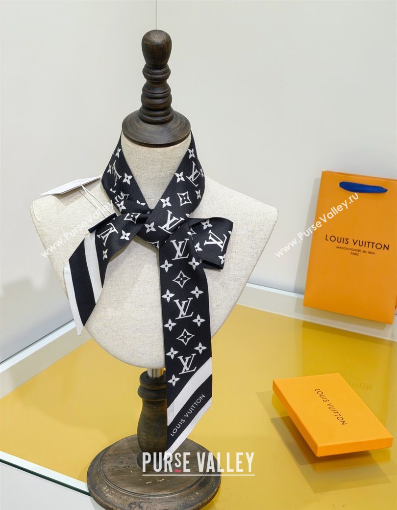 Louis Vuitton Monogram Silhouette BB Bandeau Silk Scarf 5x120cm Black 2026 M97169 (XMN-260106075)