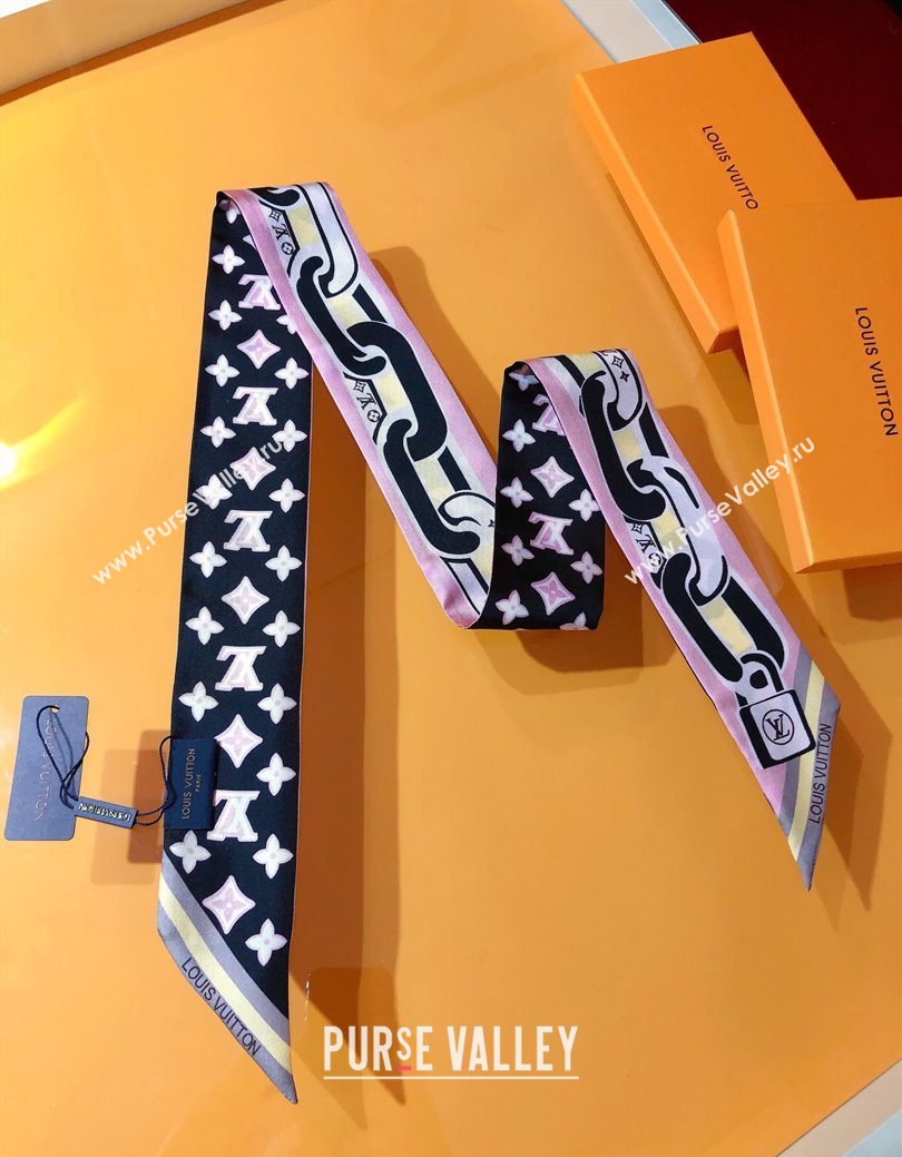 Louis Vuitton Bejewelled BB Bandeau Silk Scarf 5x120cm Black 2026 M78854 (XMN-260106078)