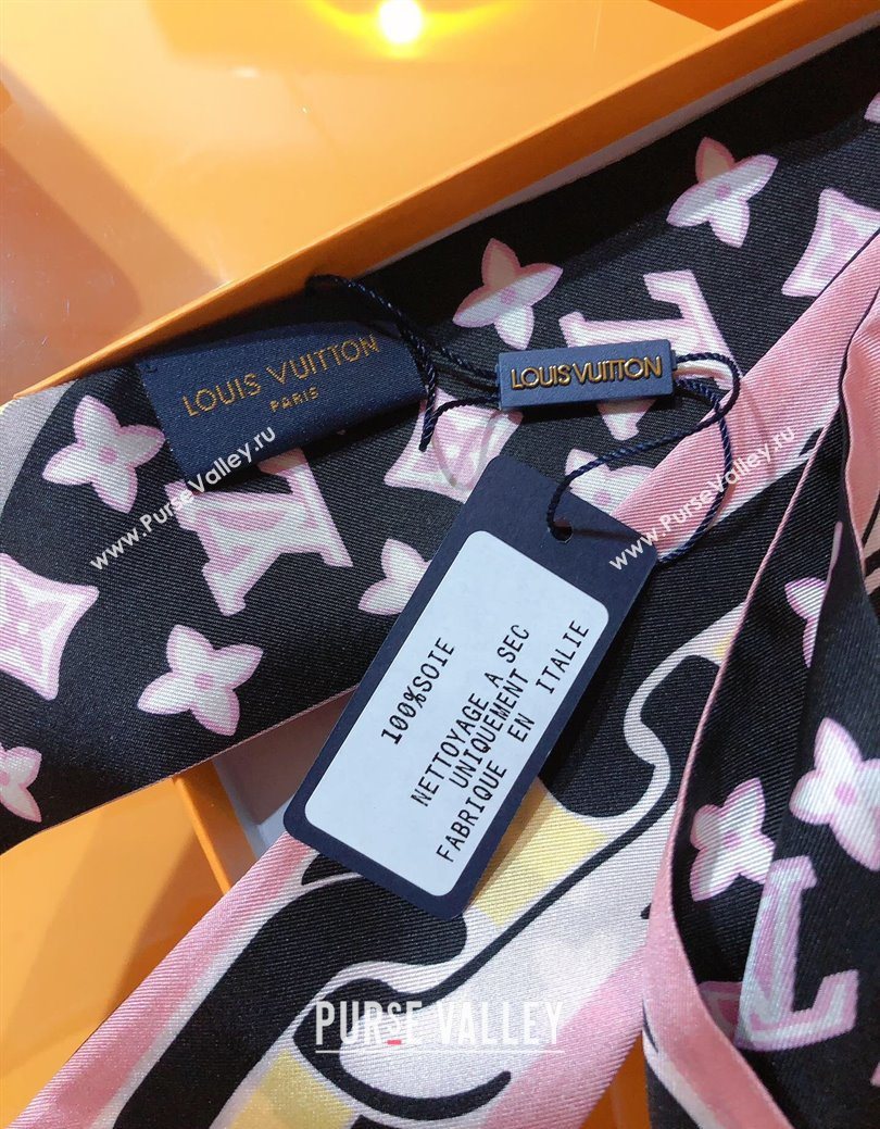 Louis Vuitton Bejewelled BB Bandeau Silk Scarf 5x120cm Black 2026 M78854 (XMN-260106078)