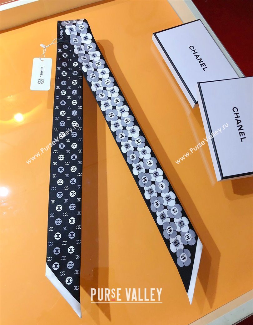 Chanel Bloom Silk Scarf 6x120cm Black 2026 CH010606 (XMN-260106094)