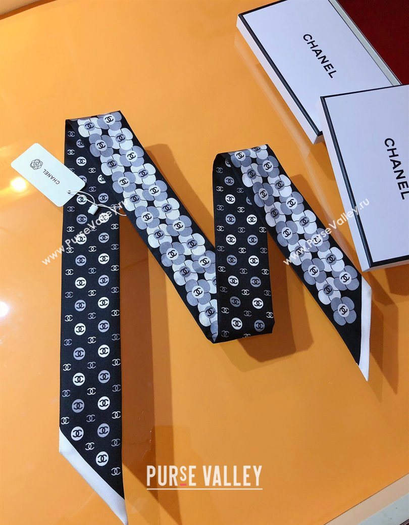 Chanel Bloom Silk Scarf 6x120cm Black 2026 CH010606 (XMN-260106094)