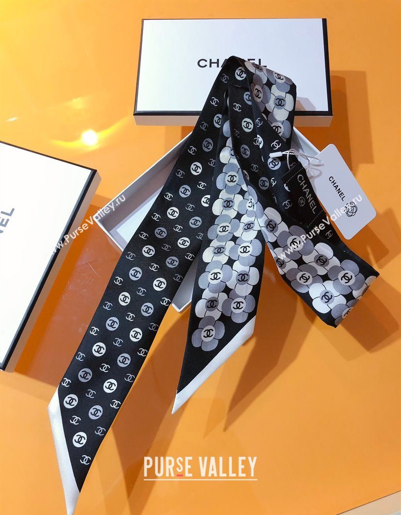 Chanel Bloom Silk Scarf 6x120cm Black 2026 CH010606 (XMN-260106094)