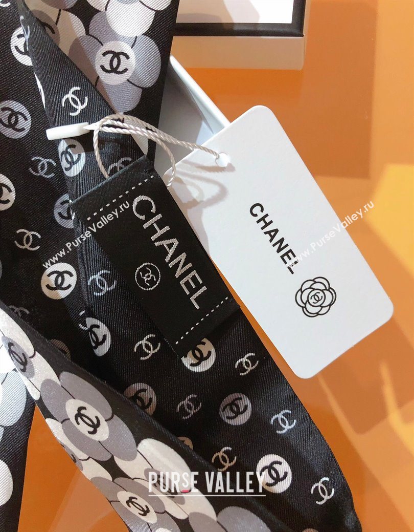 Chanel Bloom Silk Scarf 6x120cm Black 2026 CH010606 (XMN-260106094)