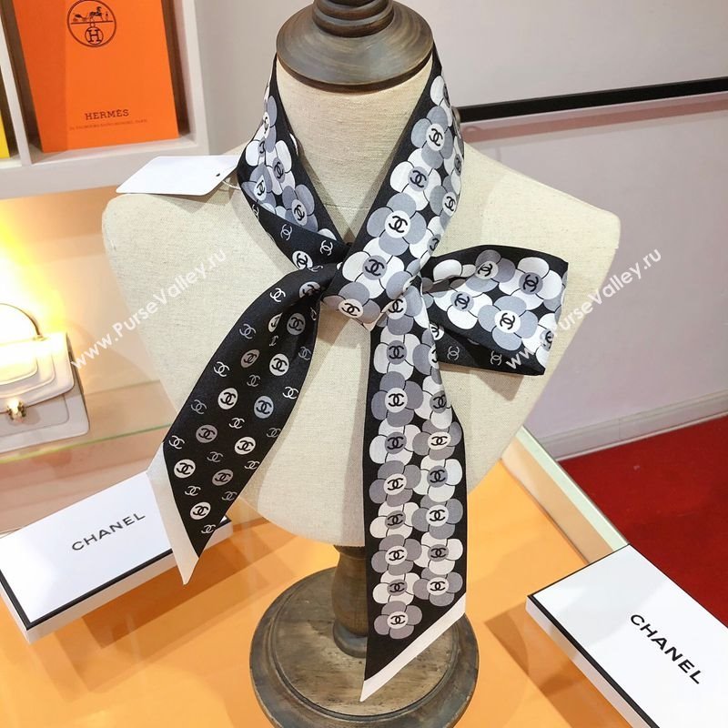 Chanel Bloom Silk Scarf 6x120cm Black 2026 CH010606 (XMN-260106094)