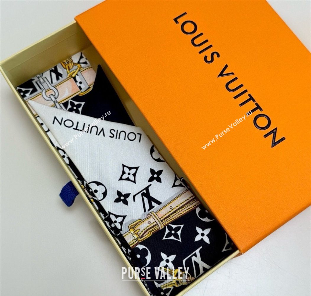 Louis Vuitton Monogram Confidential Bandeau Silk Scarf 6x120cm White/Black 2026 M78655 (XMN-260106070)