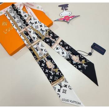 Louis Vuitton Monogram Confidential Bandeau Silk Scarf 6x120cm White/Black 2026 M78655 (XMN-260106070)