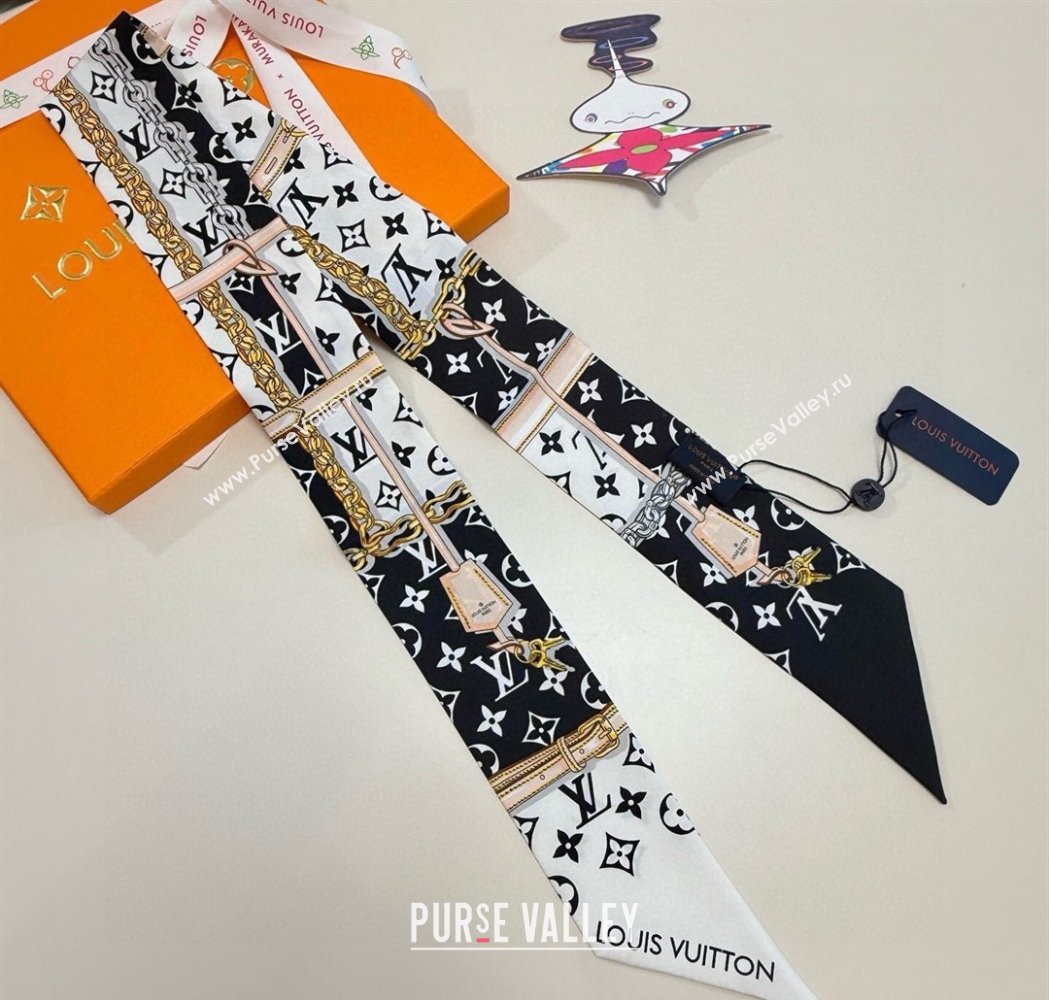 Louis Vuitton Monogram Confidential Bandeau Silk Scarf 6x120cm White/Black 2026 M78655 (XMN-260106070)