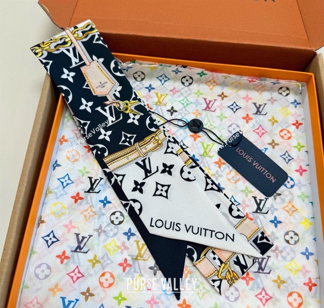 Louis Vuitton Monogram Confidential Bandeau Silk Scarf 6x120cm White/Black 2026 M78655 (XMN-260106070)