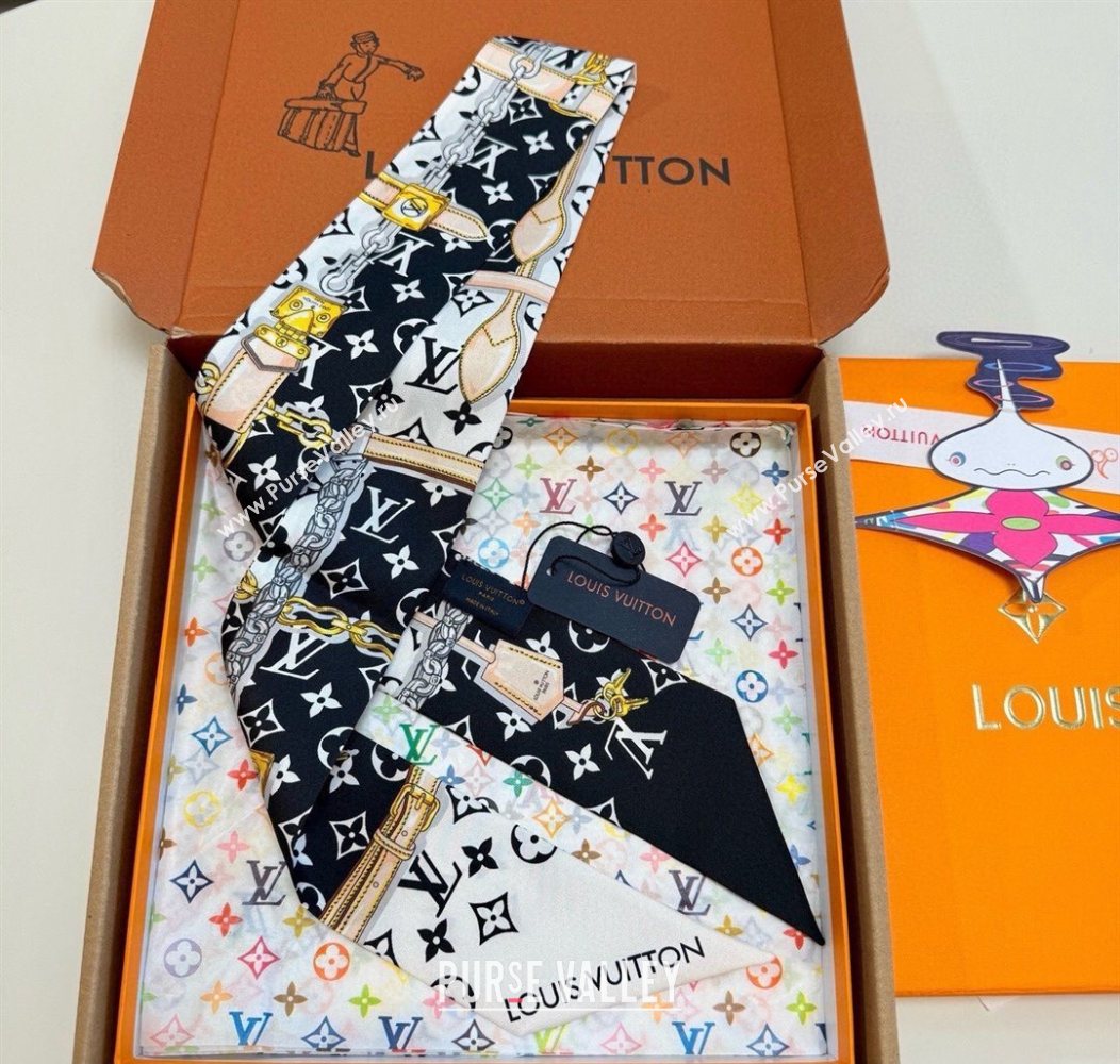 Louis Vuitton Monogram Confidential Bandeau Silk Scarf 6x120cm White/Black 2026 M78655 (XMN-260106070)