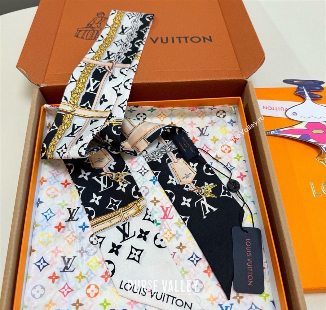 Louis Vuitton Monogram Confidential Bandeau Silk Scarf 6x120cm White/Black 2026 M78655 (XMN-260106070)