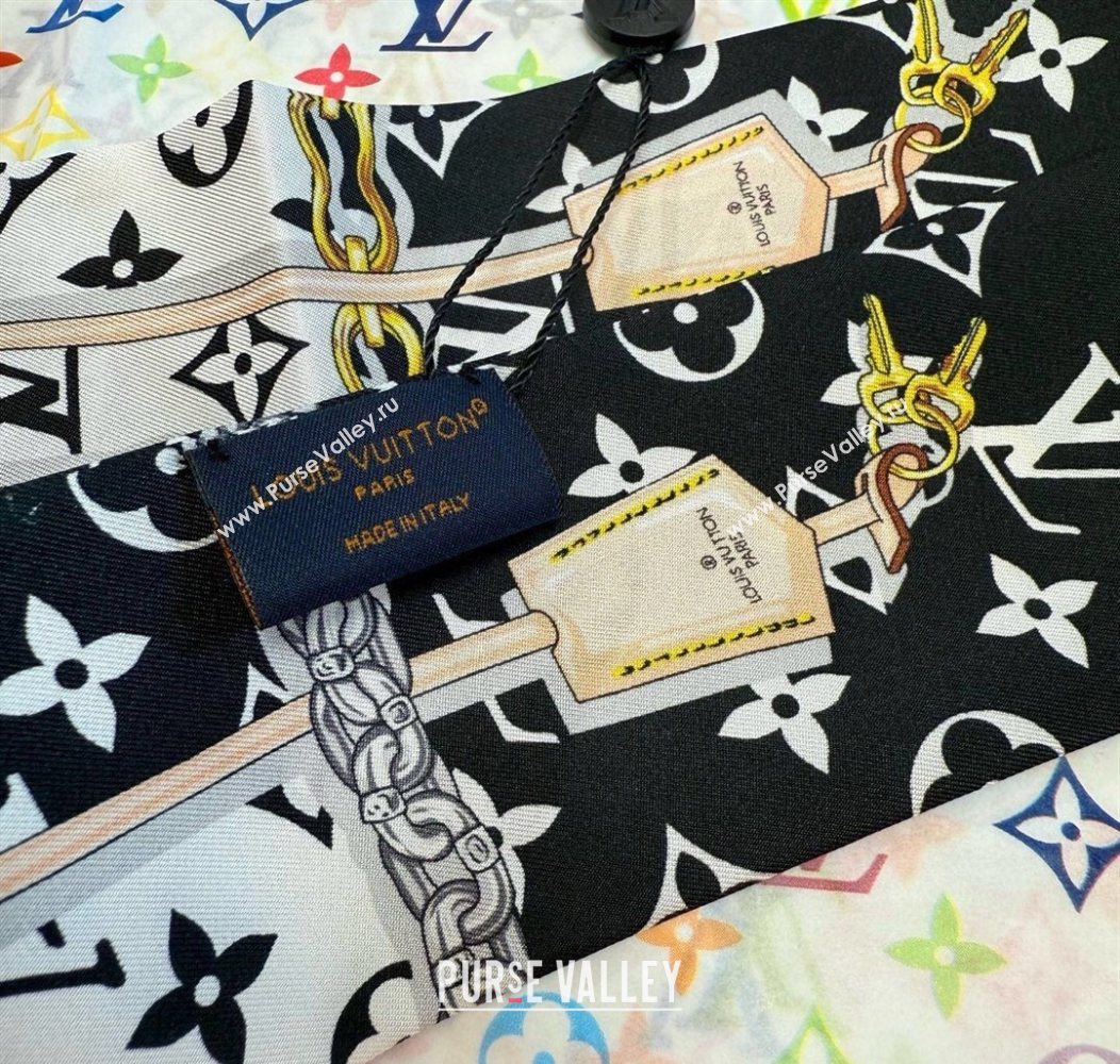 Louis Vuitton Monogram Confidential Bandeau Silk Scarf 6x120cm White/Black 2026 M78655 (XMN-260106070)