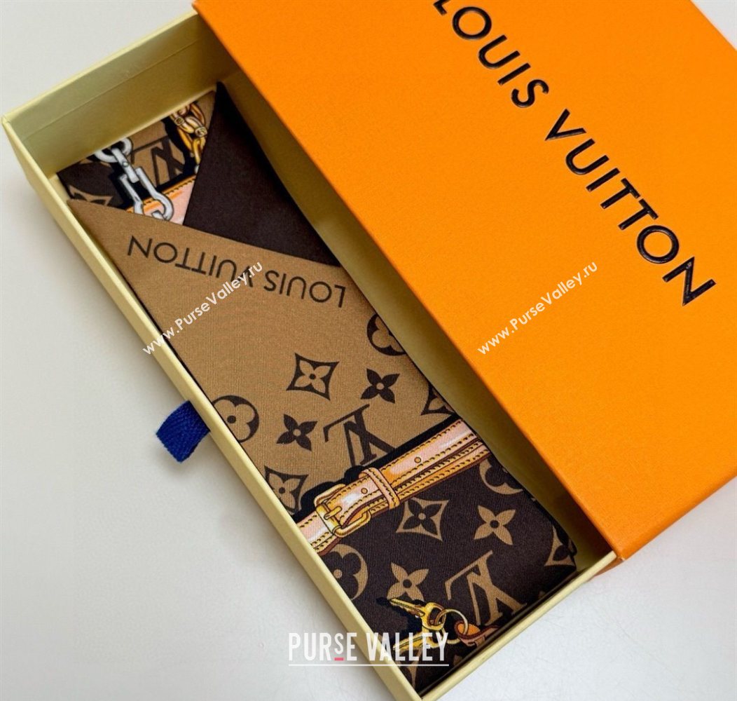 Louis Vuitton Monogram Confidential Bandeau Silk Scarf 6x120cm Brown 2026 M78655 (XMN-260106071)