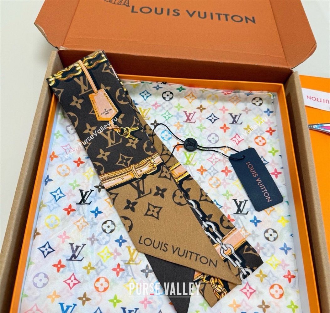Louis Vuitton Monogram Confidential Bandeau Silk Scarf 6x120cm Brown 2026 M78655 (XMN-260106071)