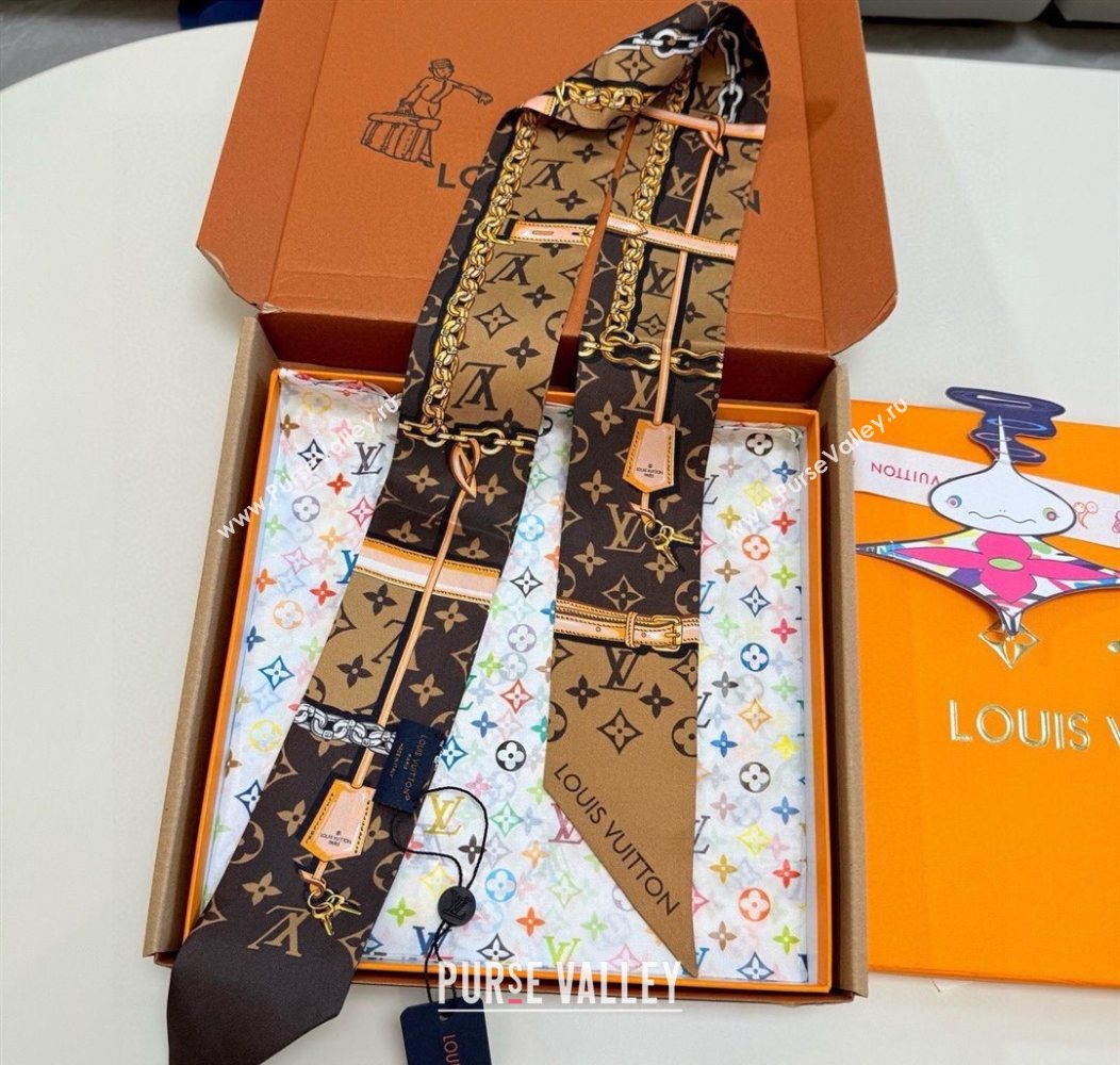 Louis Vuitton Monogram Confidential Bandeau Silk Scarf 6x120cm Brown 2026 M78655 (XMN-260106071)