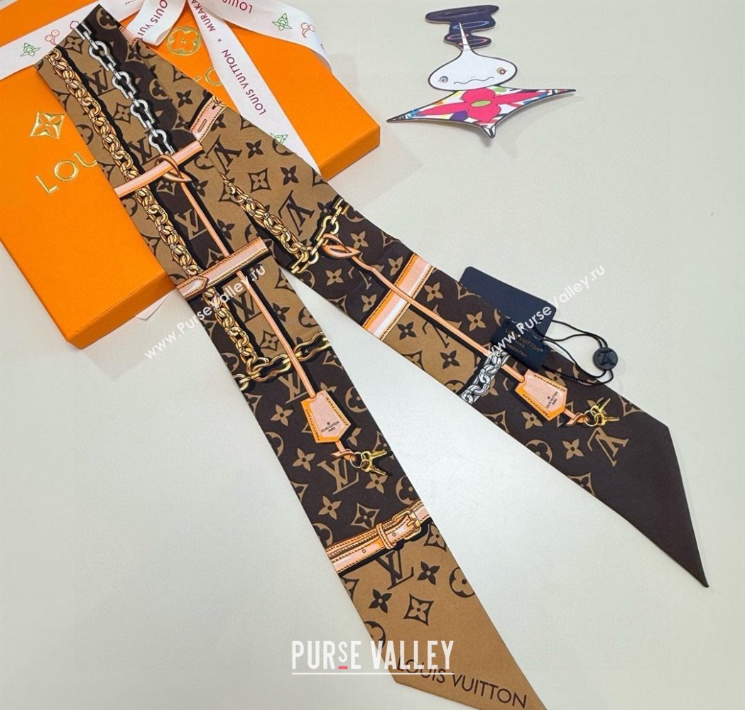 Louis Vuitton Monogram Confidential Bandeau Silk Scarf 6x120cm Brown 2026 M78655 (XMN-260106071)