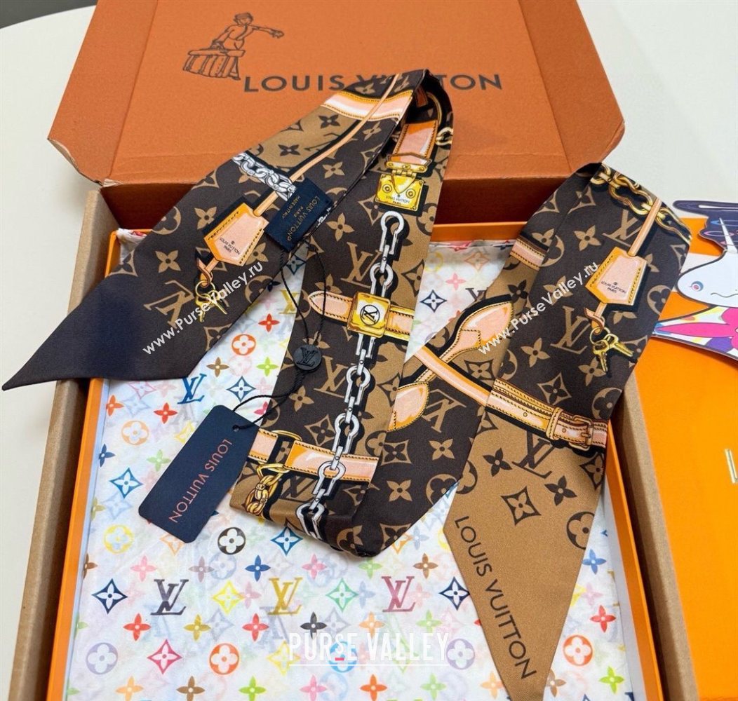 Louis Vuitton Monogram Confidential Bandeau Silk Scarf 6x120cm Brown 2026 M78655 (XMN-260106071)