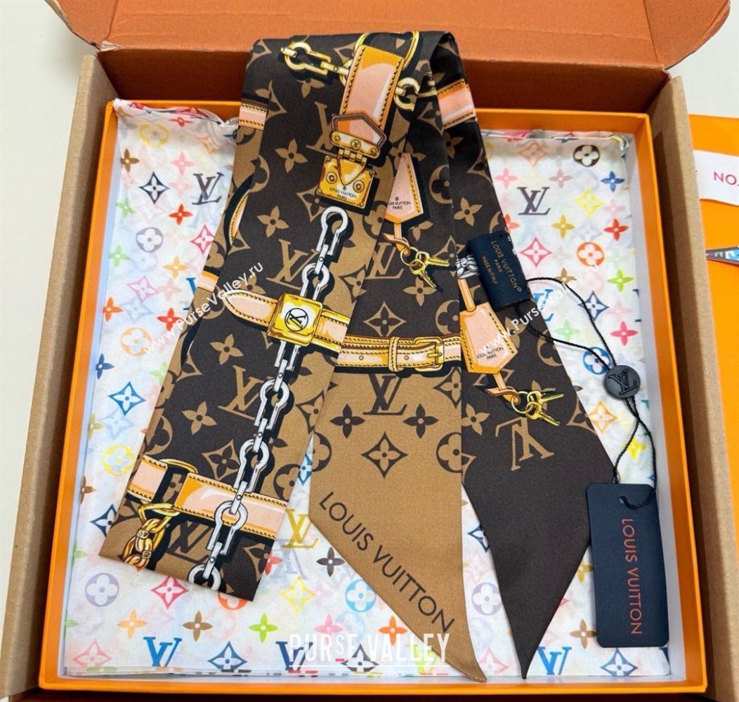Louis Vuitton Monogram Confidential Bandeau Silk Scarf 6x120cm Brown 2026 M78655 (XMN-260106071)