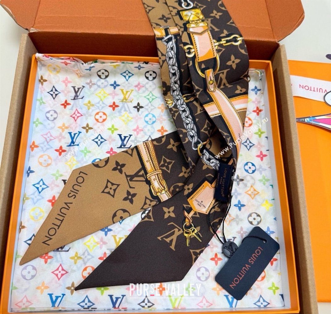 Louis Vuitton Monogram Confidential Bandeau Silk Scarf 6x120cm Brown 2026 M78655 (XMN-260106071)