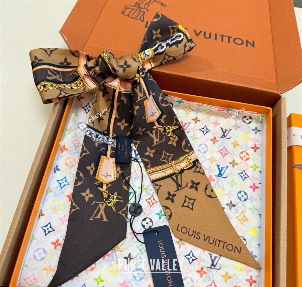Louis Vuitton Monogram Confidential Bandeau Silk Scarf 6x120cm Brown 2026 M78655 (XMN-260106071)