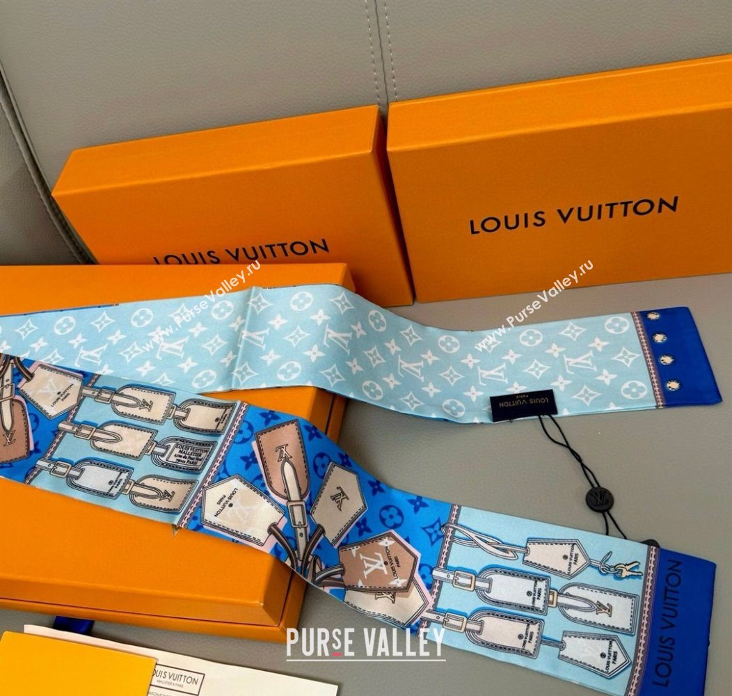 Louis Vuitton Bandeau Silk Scarf 8x120cm Blue 2026 LV010605 (XMN-260106083)