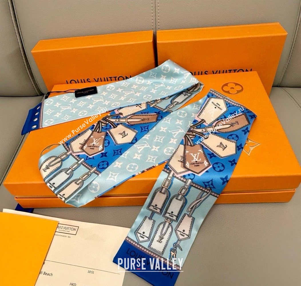 Louis Vuitton Bandeau Silk Scarf 8x120cm Blue 2026 LV010605 (XMN-260106083)