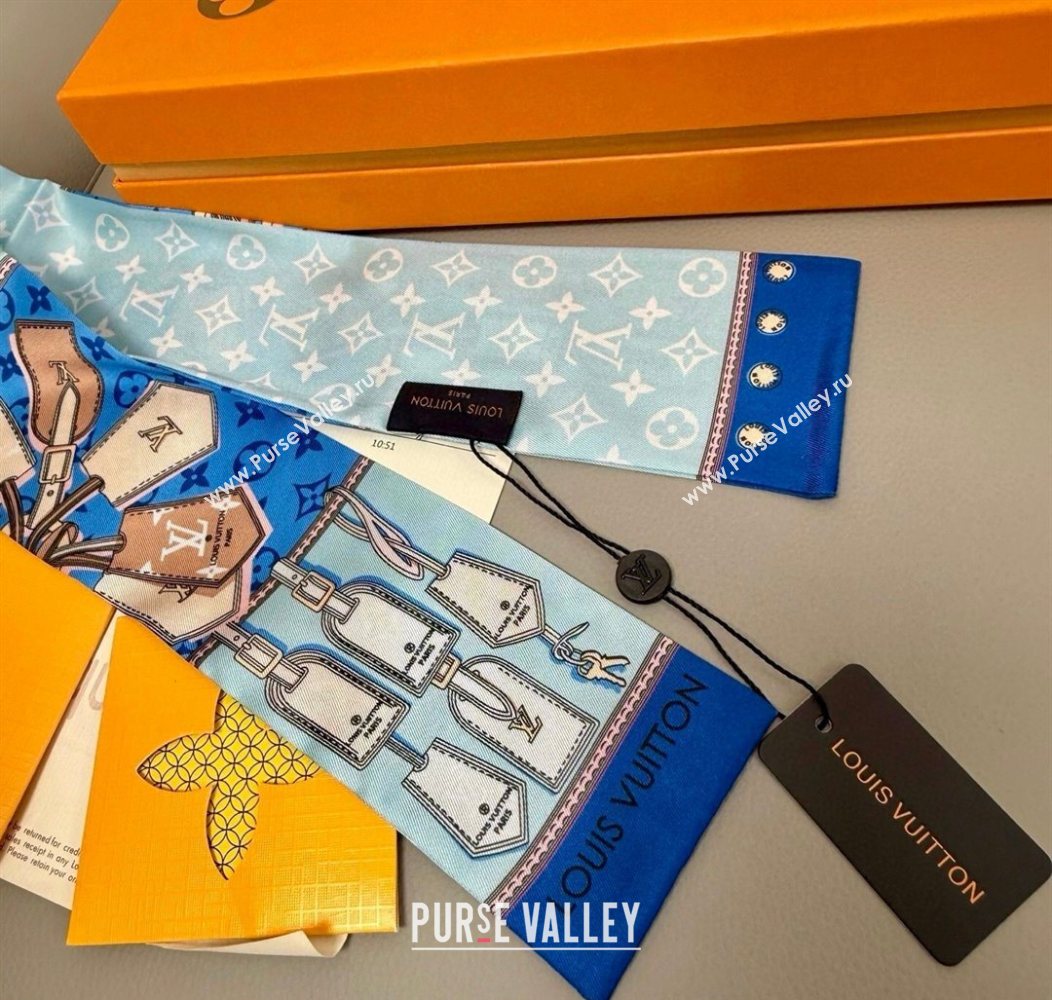 Louis Vuitton Bandeau Silk Scarf 8x120cm Blue 2026 LV010605 (XMN-260106083)