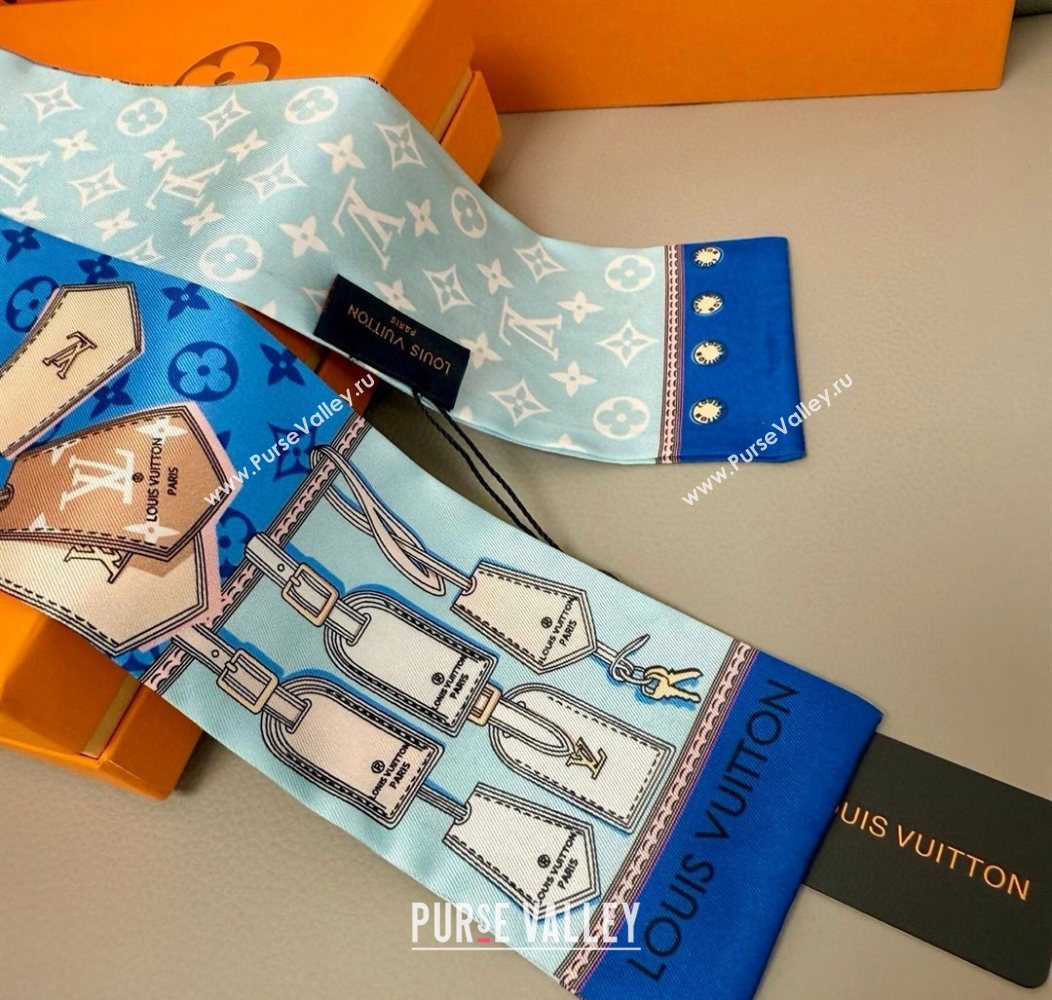Louis Vuitton Bandeau Silk Scarf 8x120cm Blue 2026 LV010605 (XMN-260106083)