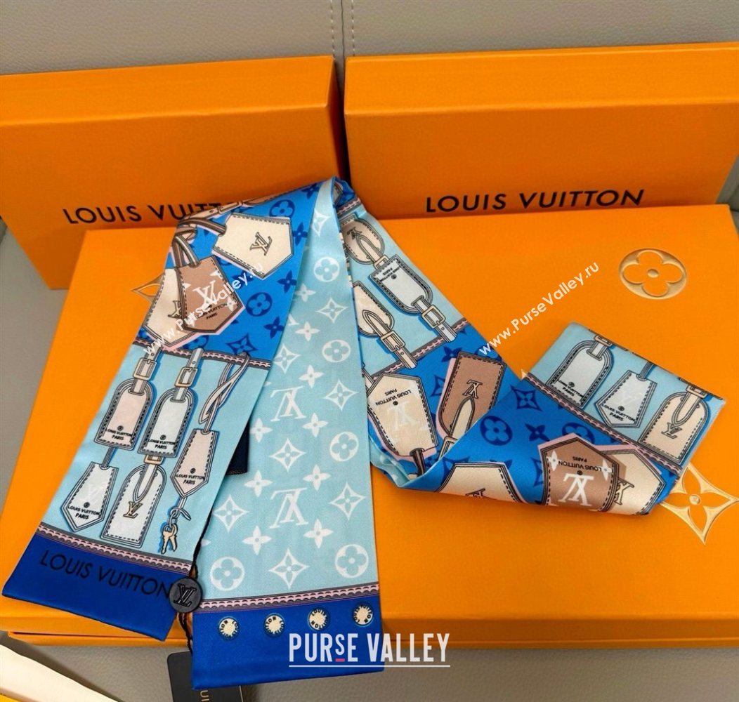 Louis Vuitton Bandeau Silk Scarf 8x120cm Blue 2026 LV010605 (XMN-260106083)