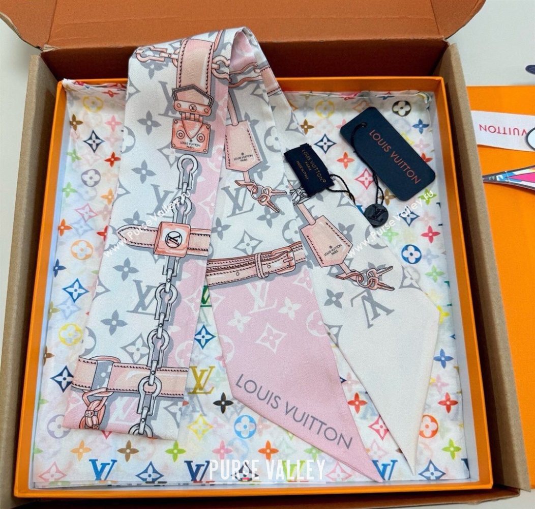 Louis Vuitton Monogram Confidential Bandeau Silk Scarf 6x120cm Pink 2026 M78655 (XMN-260106072)