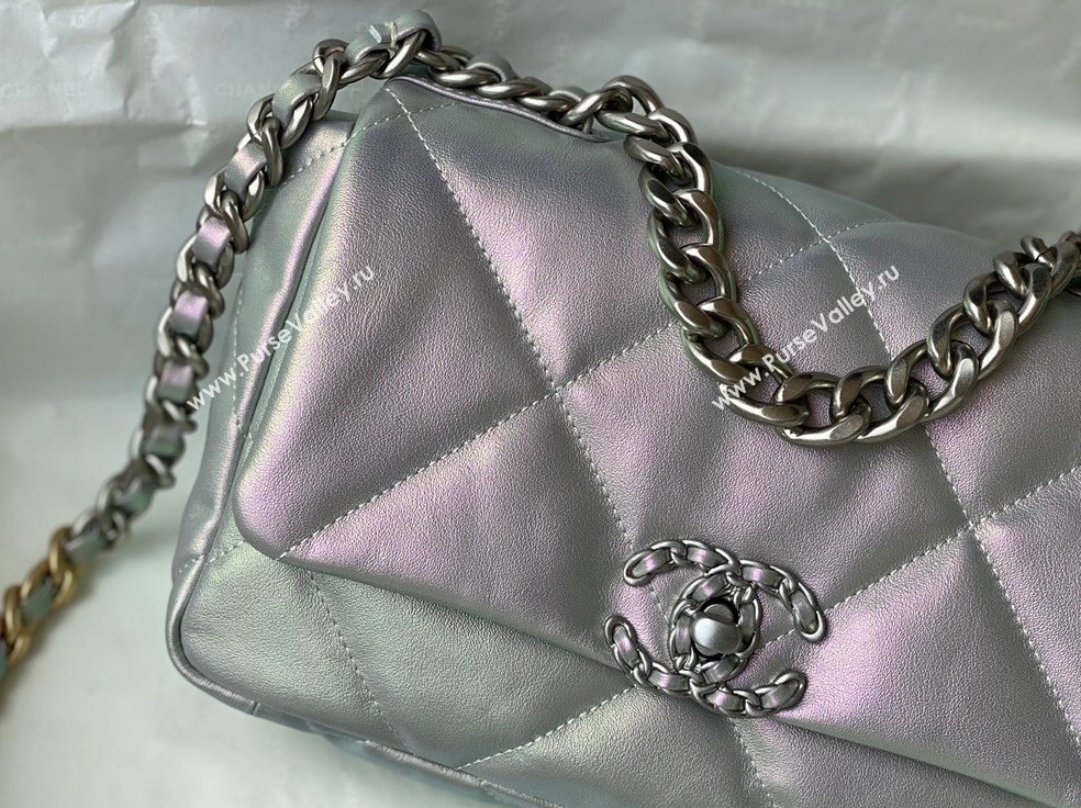 Chanel 19 Iridescent Lambskin Small Flap Bag AS1160 Light Blue/Purple 2022 (SM-22031429)