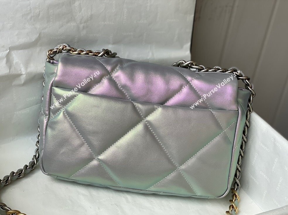 Chanel 19 Iridescent Lambskin Small Flap Bag AS1160 Light Blue/Purple 2022 (SM-22031429)