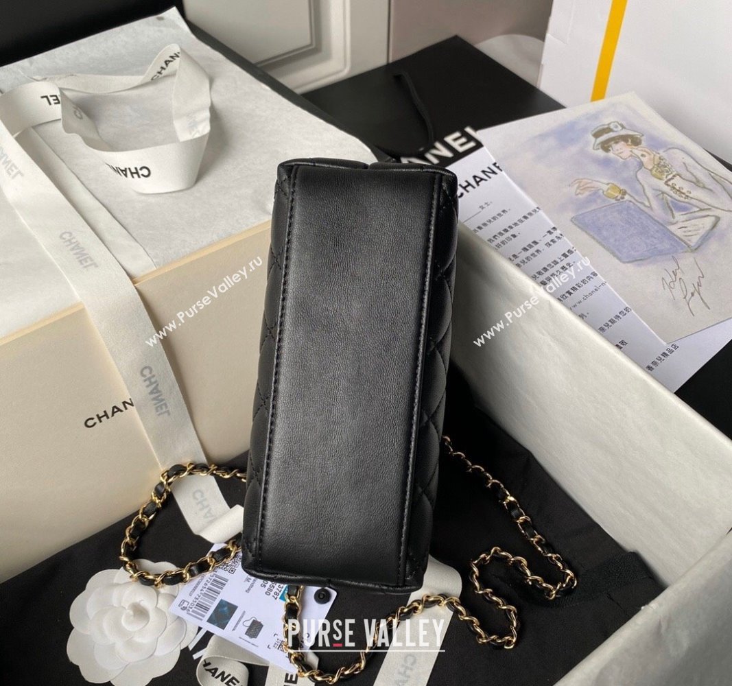 Chanel Shiny Crumpled Calfskin Clutch with Heart Chain AP3787 Black 2024 (yezi-240717074)