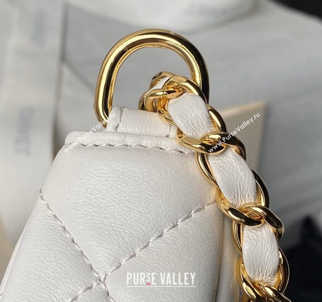 Chanel Shiny Crumpled Calfskin Hobo Clutch with Heart Chain AP3786 White 2024 (yezi-240717078)