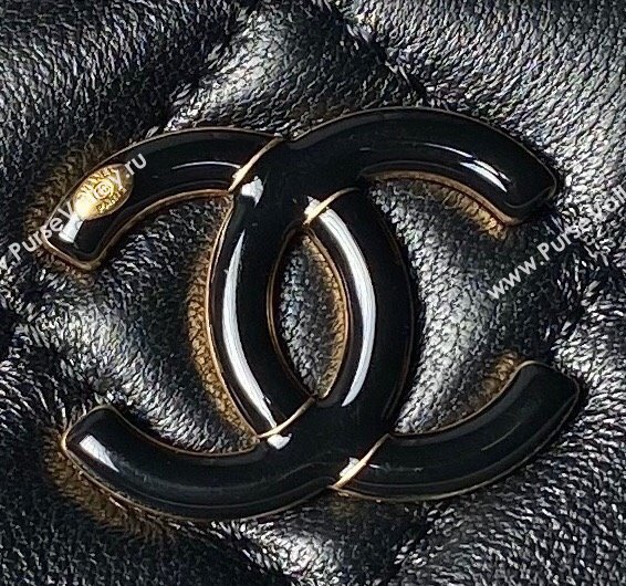 Chanel Shiny Lambskin Waist Bag with CC Charm Chain Black 2024 AP4113 (yezi-240717079)