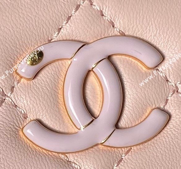 Chanel Shiny Lambskin Waist Bag with CC Charm Chain Light Pink 2024 AP4113 (yezi-240717081)