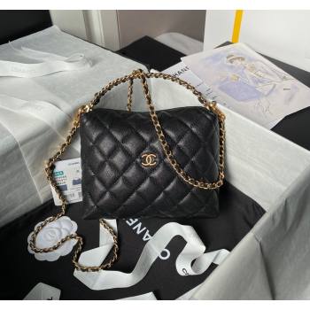 Chanel Grained Shiny Calfskin Clutch with Chain and Top Handle AP4066 Black 2024 (yezi-240717090)