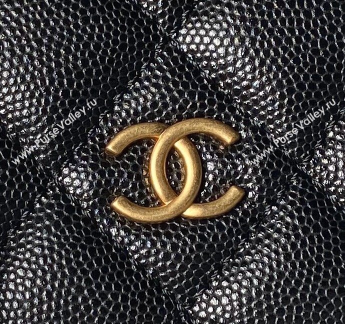 Chanel Grained Shiny Calfskin Clutch with Chain and Top Handle AP4066 Black 2024 (yezi-240717090)