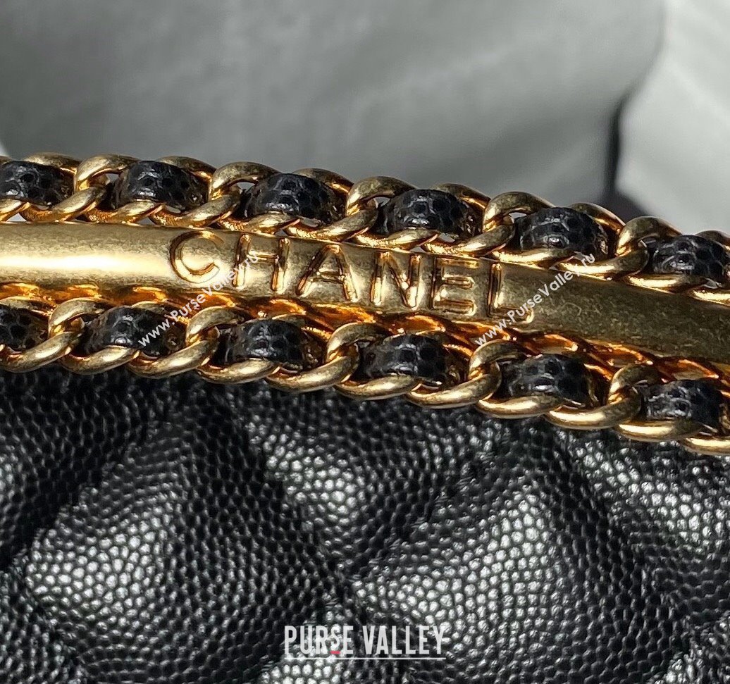 Chanel Grained Shiny Calfskin Clutch with Chain and Top Handle AP4066 Black 2024 (yezi-240717090)