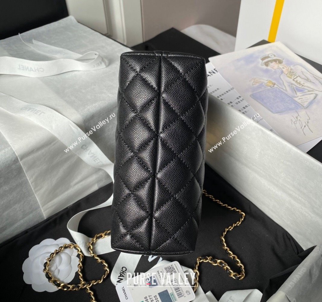 Chanel Grained Shiny Calfskin Clutch with Chain and Top Handle AP4066 Black 2024 (yezi-240717090)