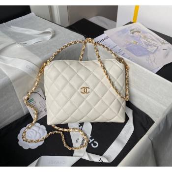 Chanel Grained Shiny Calfskin Clutch with Chain and Top Handle AP4066 White 2024 (yezi-240717091)