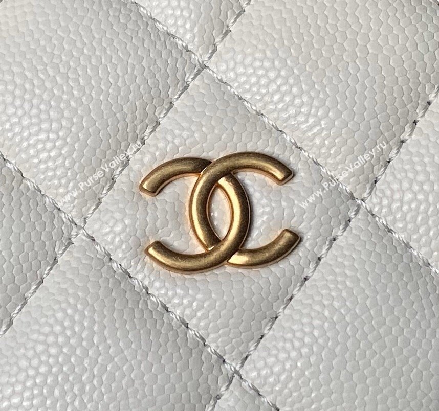 Chanel Grained Shiny Calfskin Clutch with Chain and Top Handle AP4066 White 2024 (yezi-240717091)