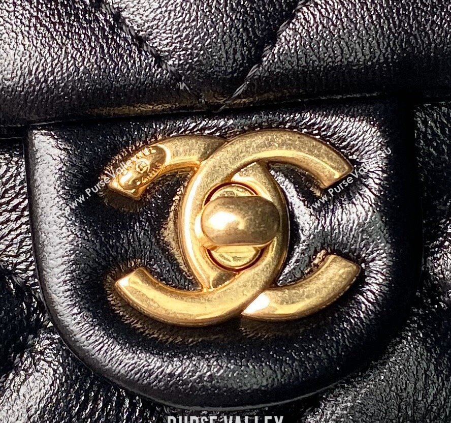 Chanel Shiny Lambskin Mini Flap Bag with Top Handle and Buckle Chain Black AS4992 2024 (yezi-240717092)