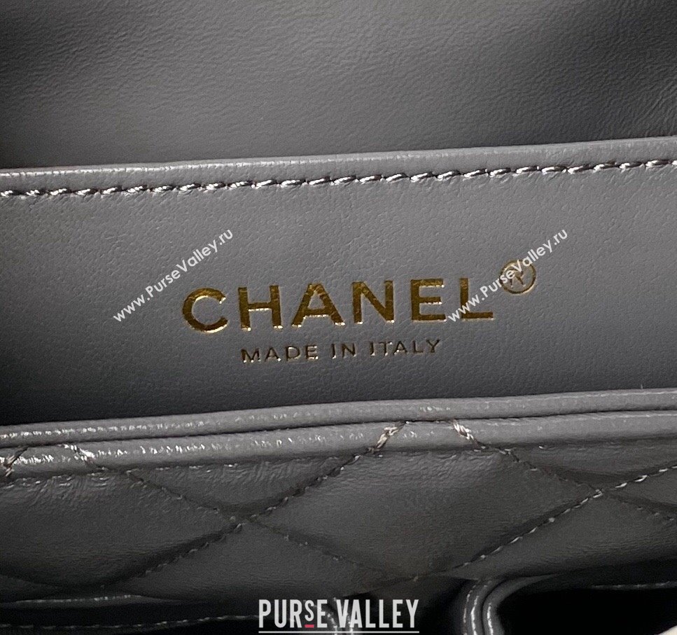 Chanel Shiny Lambskin Flap Bag with Top Handle and Pocket AS4993 Grey 2024 (yezi-240717096)