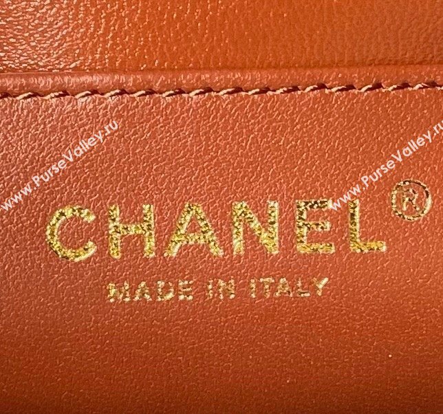 Chanel Shiny Lambskin Flap Bag with Top Handle and Pocket AS4993 Brown 2024 (yezi-240717097)