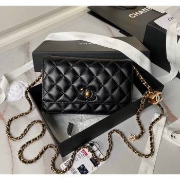 Chanel Shiny Wallet On Chain WOC with CC Charm Black 2024 AP3938 (yezi-240717086)