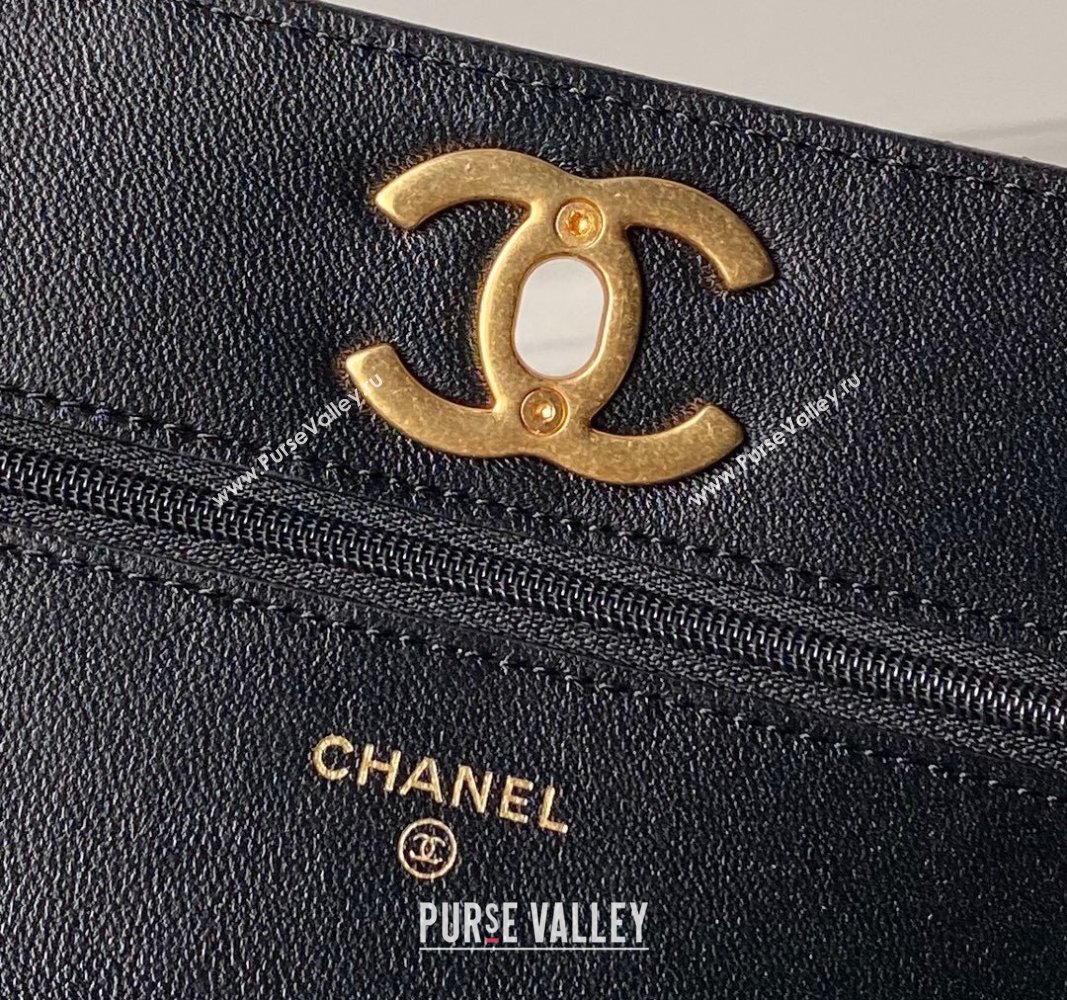 Chanel Shiny Wallet On Chain WOC with CC Charm Black 2024 AP3938 (yezi-240717086)