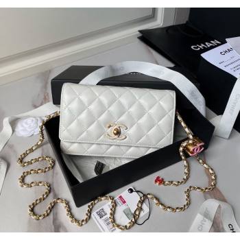 Chanel Shiny Wallet On Chain WOC with CC Charm White 2024 AP3938 (yezi-240717087)