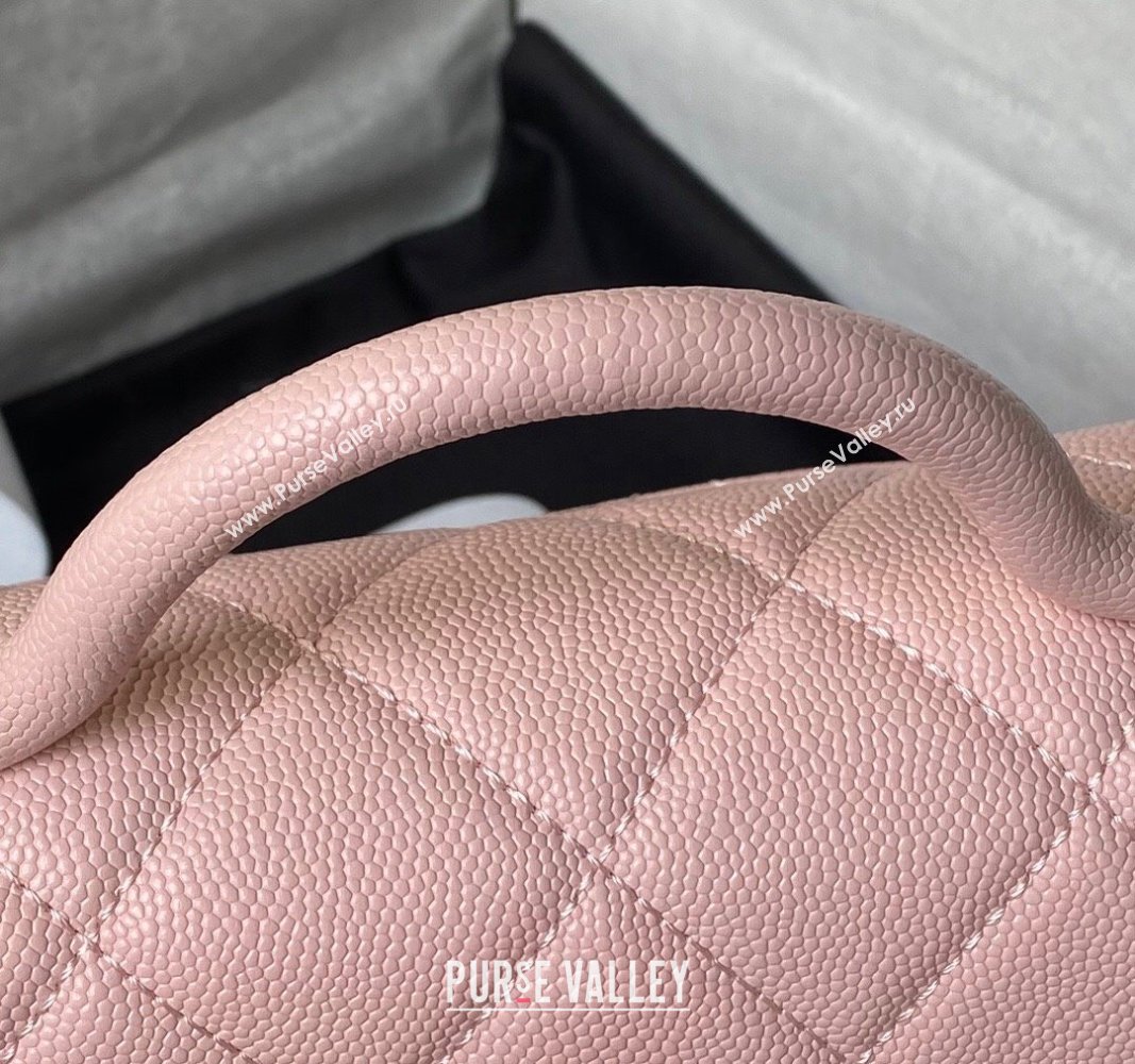 Chanel Grained Calfskin Mini Flap Bag with Top Handle AS4956 Light Pink 2024 (yezi-240717098)