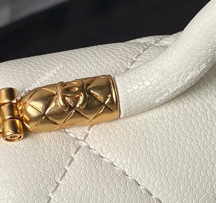 Chanel Grained Calfskin Mini Flap Bag with Top Handle AS4956 White 2024 (yezi-240717100)